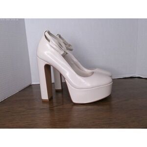 Aldo Fonda Ankle Strap Platform Heels Pumps in White Patent